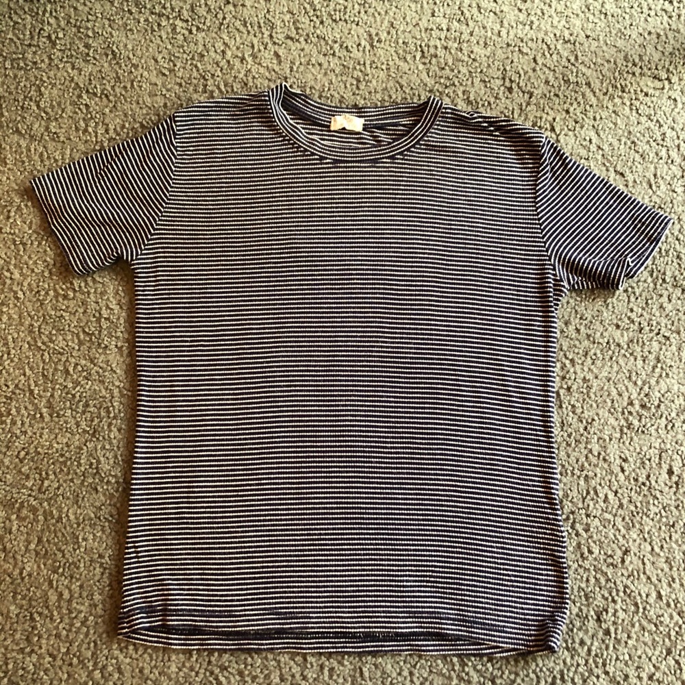 brandy melville baby blue and white striped top